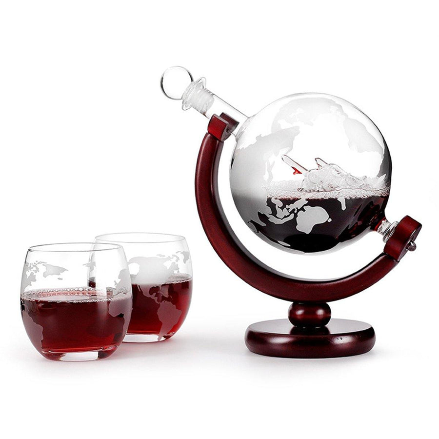 Elegant 850mL World Globe Decanter Alcohol Liquid Glasses Crystal White Glass Earth Cups - MRSLM