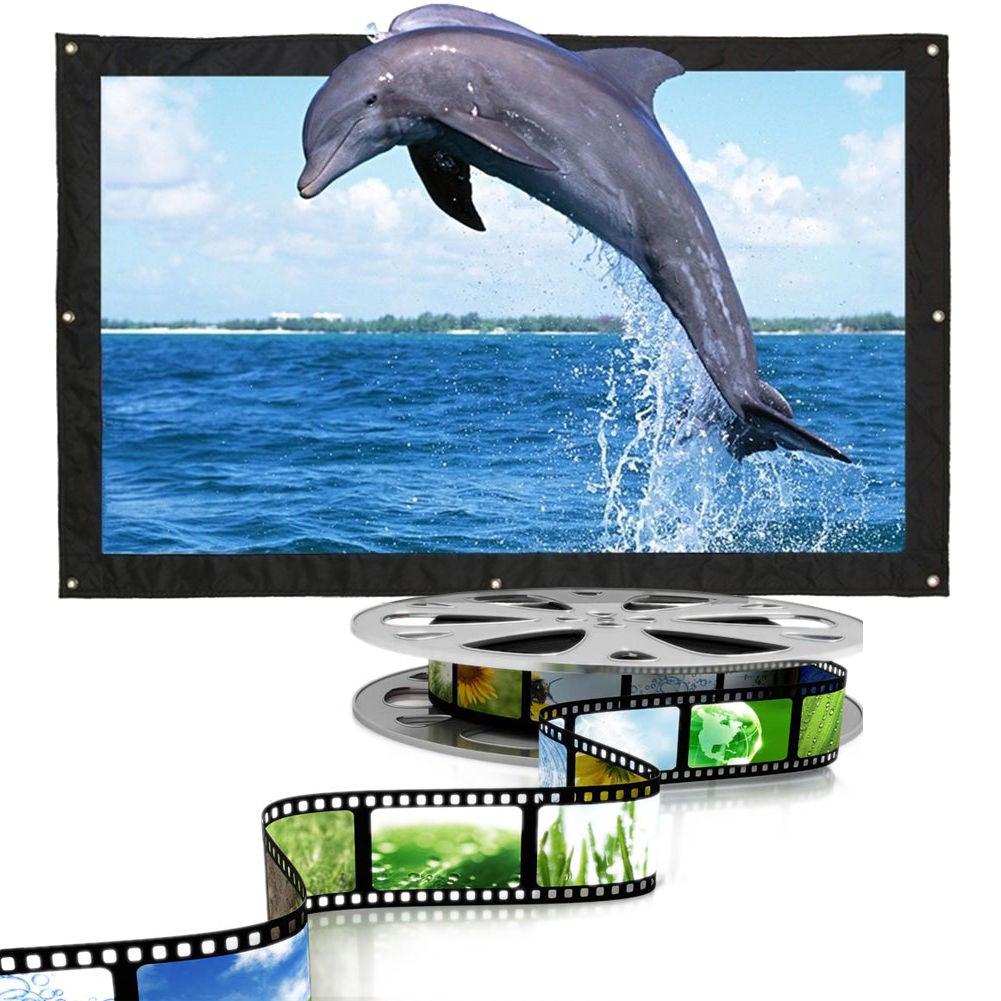 100-inch Projector Screen 16:9 / 4: 3 HD Foldable Anti-light Projection Wall Mounted Screen for Home Office Theater Movies Indoors Outdoors - MRSLM