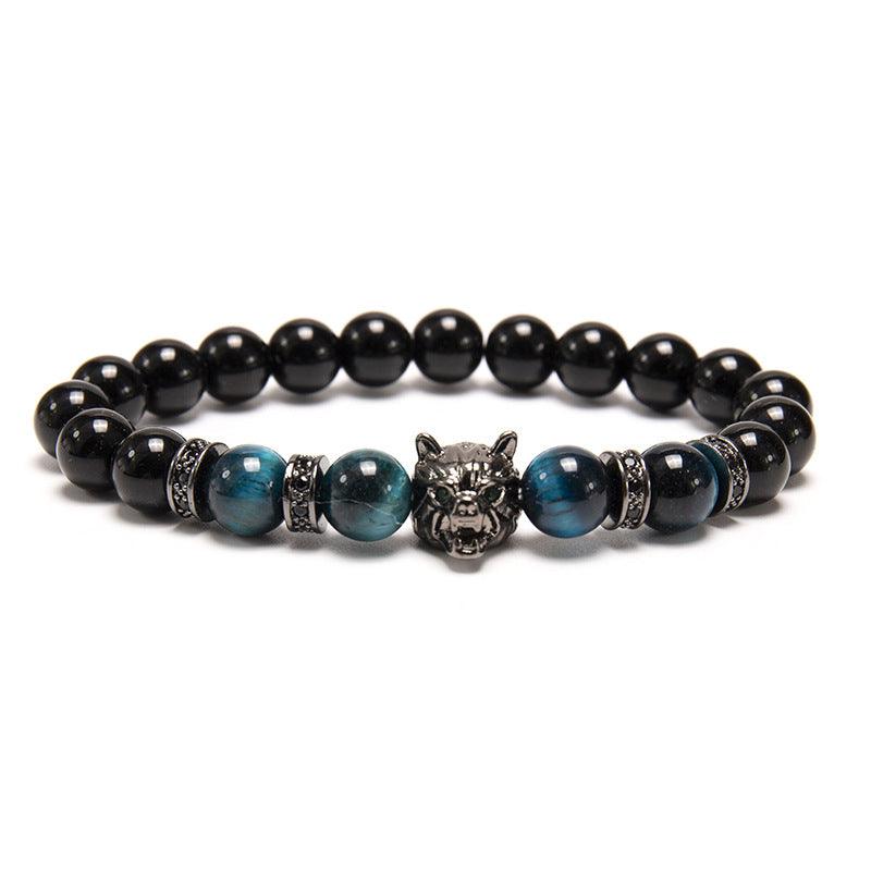 New Simple Style Domineering Wolf Head Bracelet Copper Micro-inlaid Men - MRSLM
