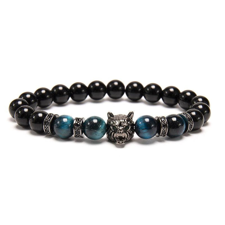 New Simple Style Domineering Wolf Head Bracelet Copper Micro-inlaid Men - MRSLM