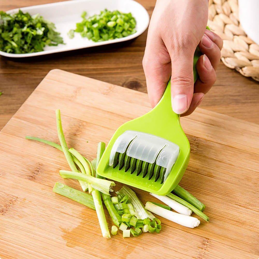 KC-MS06 Stainless Steel Green Onion Slicer Vegetable Garlic Cutter Shredder Kitchen Tools (Green) - MRSLM