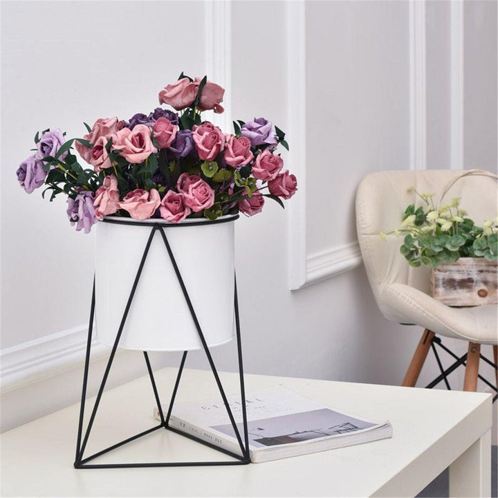 Geometric Metal Flower Pot Stand Chic Indoor Garden Plant Holder Display Planter - MRSLM