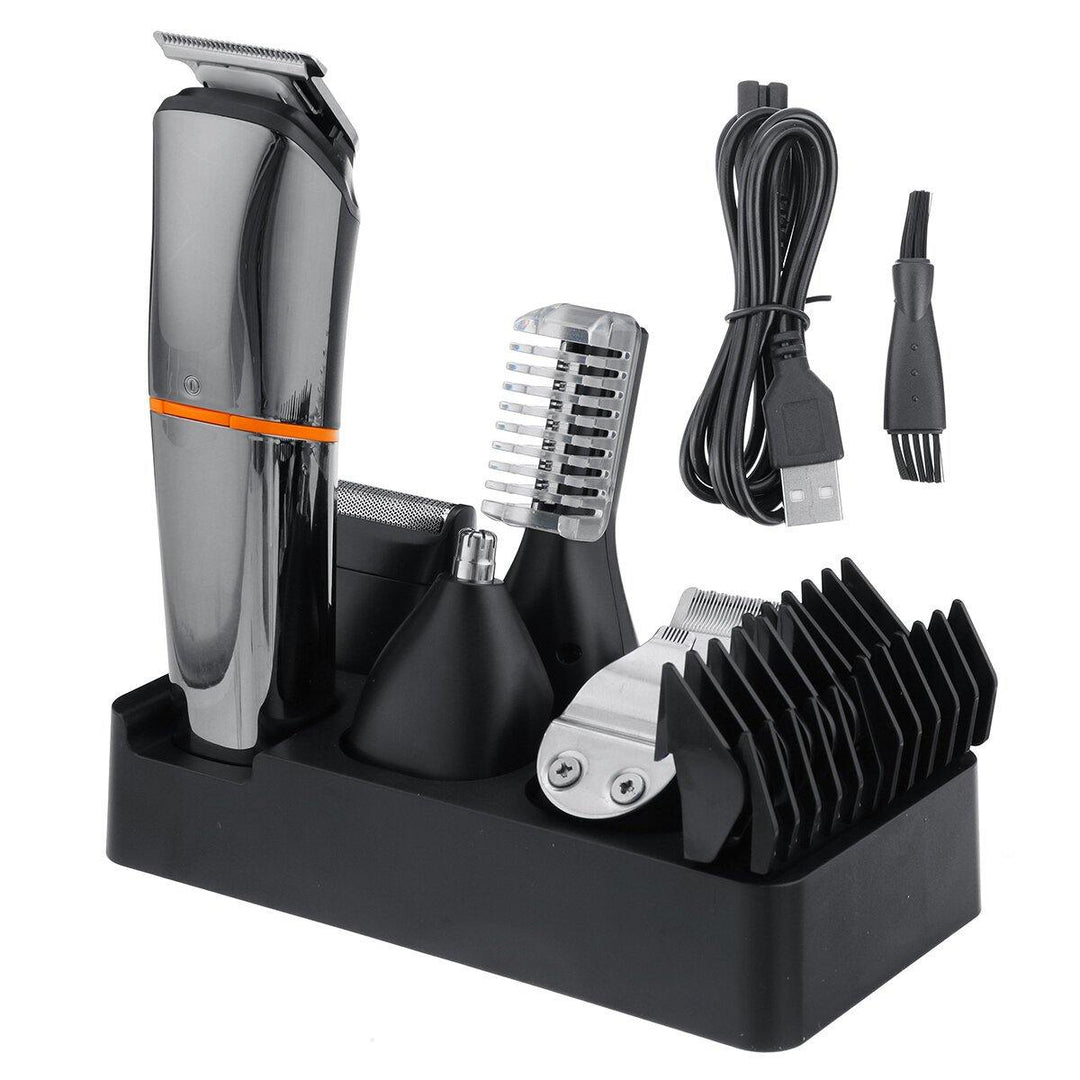 6 in 1 Cordless Display Electric Hair Clipper Beard Grooming Kit Waterproof USB Rechargeable Hair Razor - MRSLM