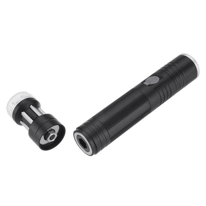 T6 Mini Torch USB Charging Flashlight with Screwdriver Multi-Function Telescopic Zoom Flashlight for Camping Hiking and Emergency Use - MRSLM