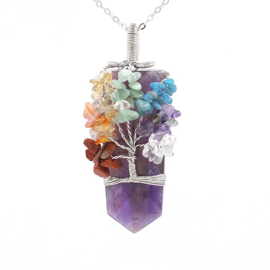 Crystal Column Tree Of Life Winding Pendant Necklace - MRSLM
