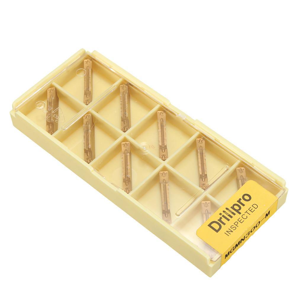 Drillpro 10pcs MGMN300-M Carbide Inserts 3mm Width for MGEHR/MGIVR Grooving Cut Off Tool Turning Tool - MRSLM