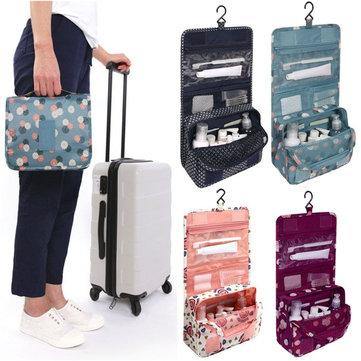 Zipper Hanging Toiletry Bags Floral Pattern Travel Organizer Case Women Cosmetic Makeup Bags - MRSLM