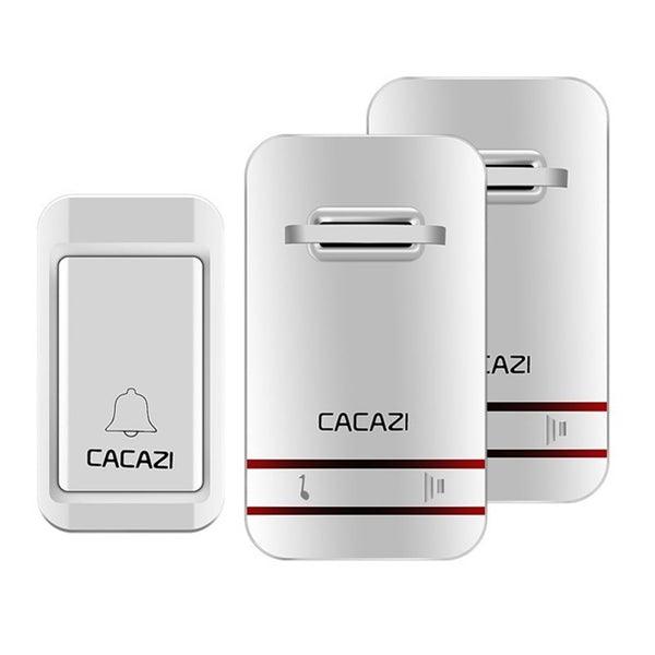 CACAZI 2 to 1 Wireless Doorbell No Need Battery LED Light Doorbell Waterproof Electronic Door Bell - MRSLM