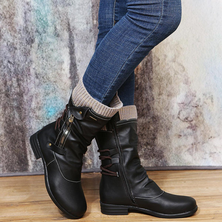 Flat-bottomed Plus Size Women's Woolen Martin Boots - MRSLM