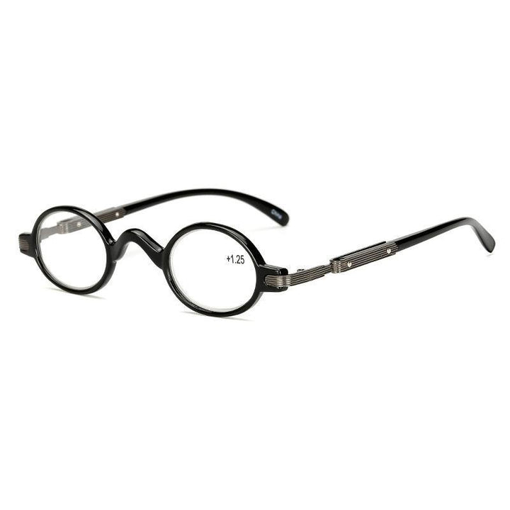 HD Anti-fatigue Reading Glasses PC Black Round Frame Resin Lens Presbyopic Glasses - MRSLM