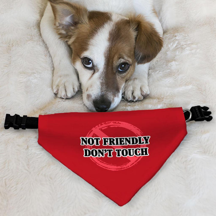 Not Friendly Don't Touch Pet Bandana Collar - Quote Scarf Collar - Graphic Dog Bandana - MRSLM