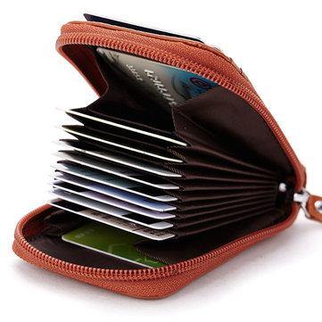 Men Women Leather Capacity Card Holder Portable Coin Bag - MRSLM