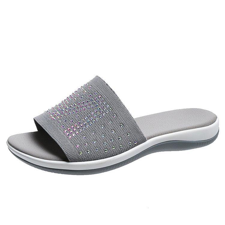 Hot Diamond Lettering Polyurethane Lightweight Platform Slippers - MRSLM