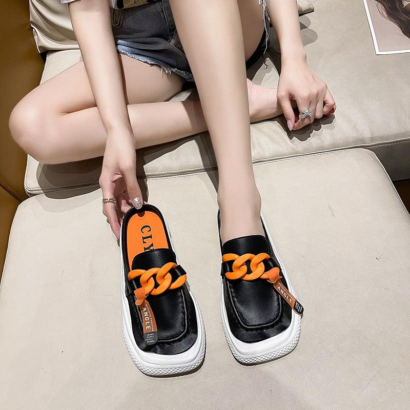 Metal Buckle Thick Sole Casual Lazy Slipper - MRSLM
