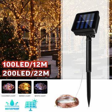 12M 22M LED Solar Power String Light 8 Modes Copper Wire Fairy Outdoor Garden Waterproof Holiday Decorative Lamp - MRSLM