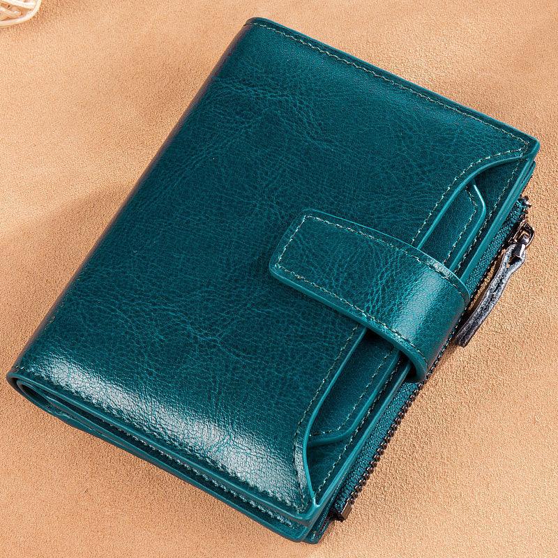 Women's leather card holder with leather buckle - MRSLM