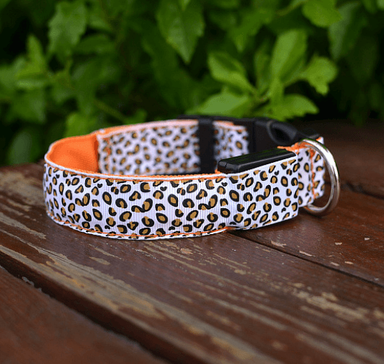 LED Dog Collar Safety Adjustable Nylon Leopard Pet Collar - MRSLM