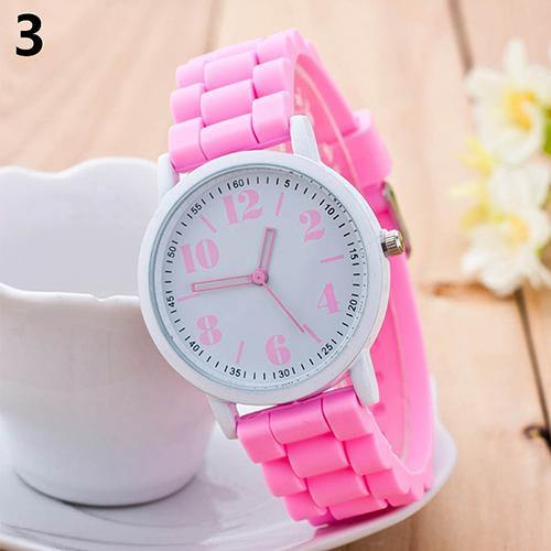 Kids Girls' Fashion Silicone Strap Arabic Number Sport Casual Quartz Wrist Watch - MRSLM