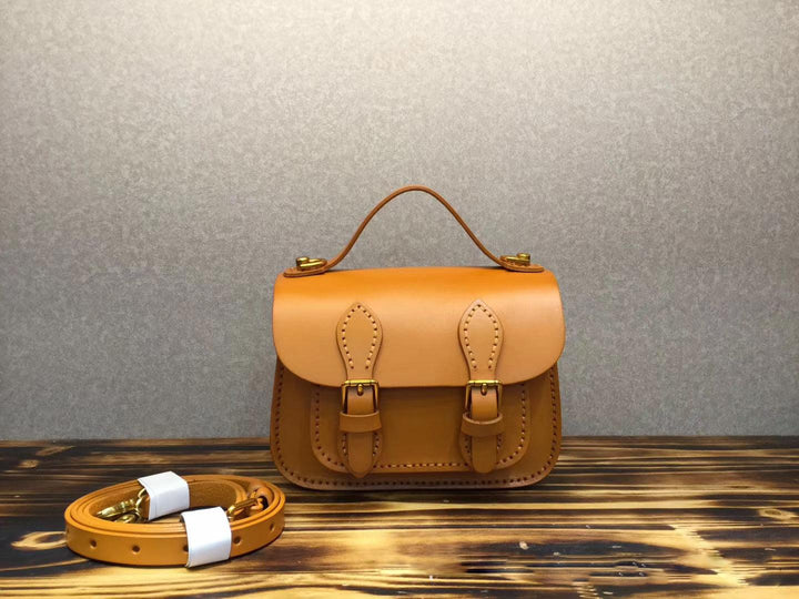 Vintage Tree Cream Leather Portable Messenger Bag - MRSLM