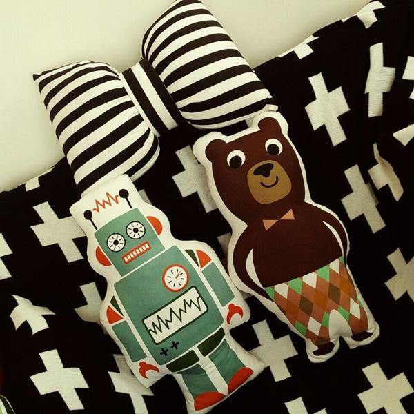 Cool Cute Robot Panda Brown Bear Throw Pillow Sofa Bed Car Office Cotton Cloth Cushion Home Decor - MRSLM