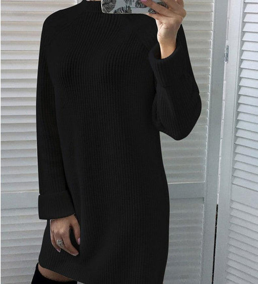 high neck long sleeve dress, view 6 - MRSLM
