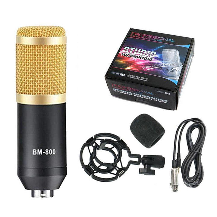 BM800 Live Sound Card V8 Condenser Microphone Recording Mount Boom Stand Mic Kit for Live Broadcast K Song - MRSLM