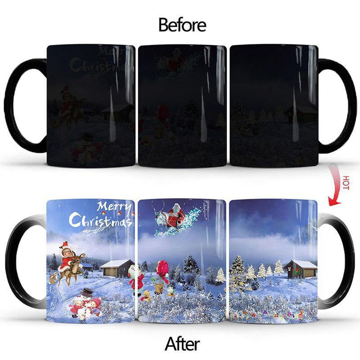 Merry Christmas Magic Mug Temperature Color Changing Mugs Heat Sensitive Cup Coffee Tea Milk Mug Novelty Gifts for Kids - MRSLM