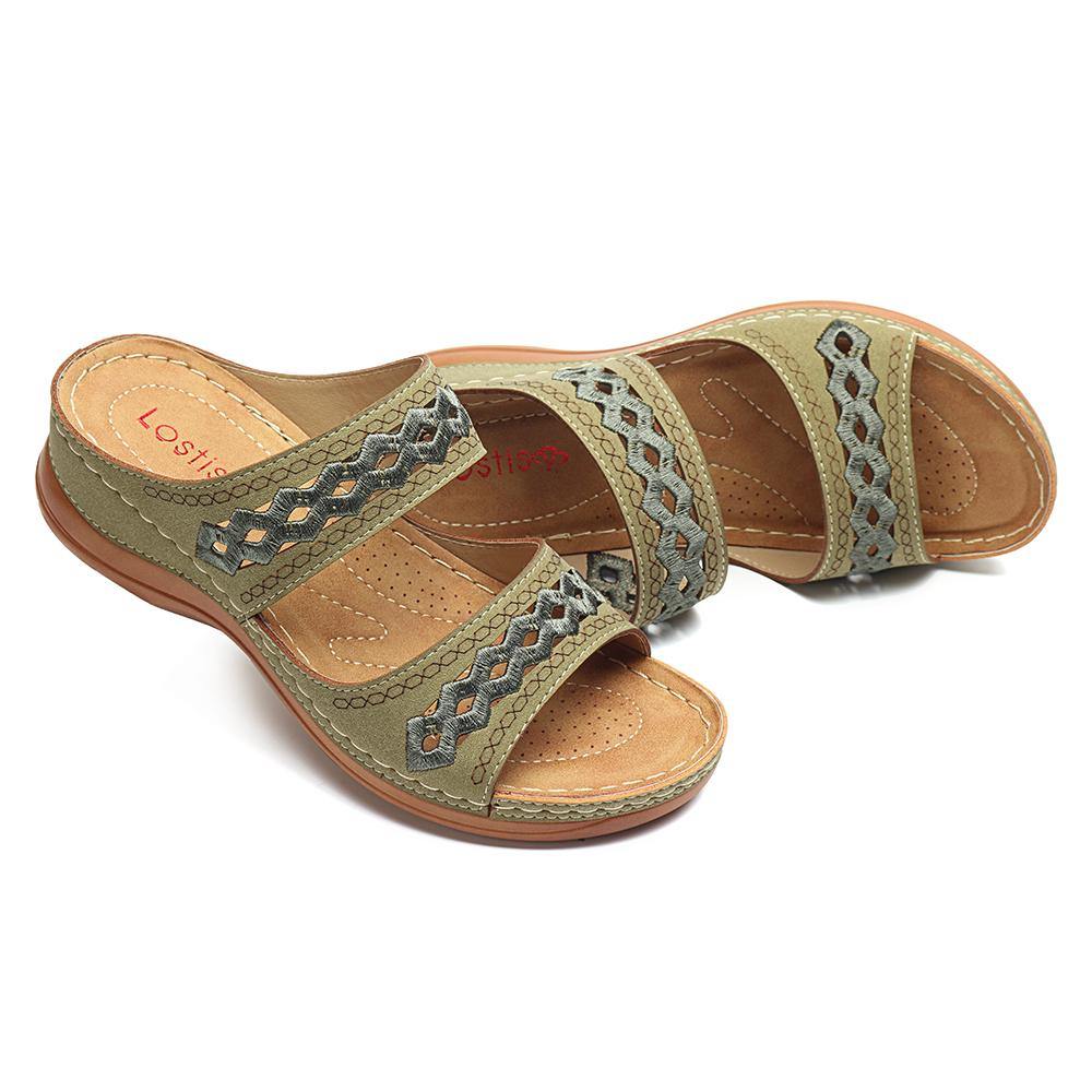 LOSTISY Handmade Stitching Hollow Casual Comfy Sandals - MRSLM