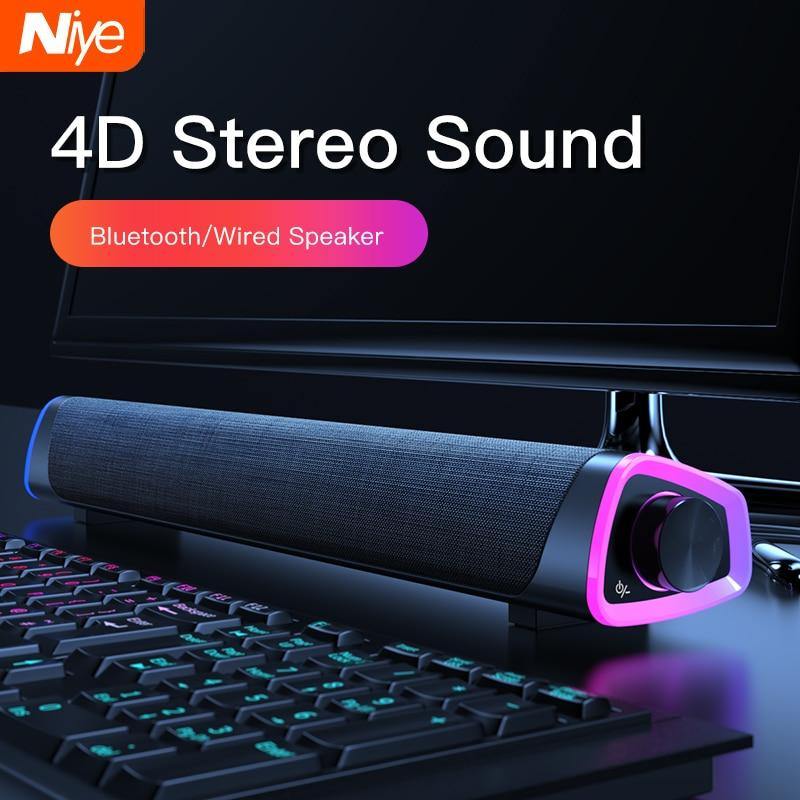 4D Computer Speaker Bar Stereo Sound subwoofer Bluetooth Speaker For Macbook Laptop Notebook PC Music Player Wired Loudspeaker - MRSLM
