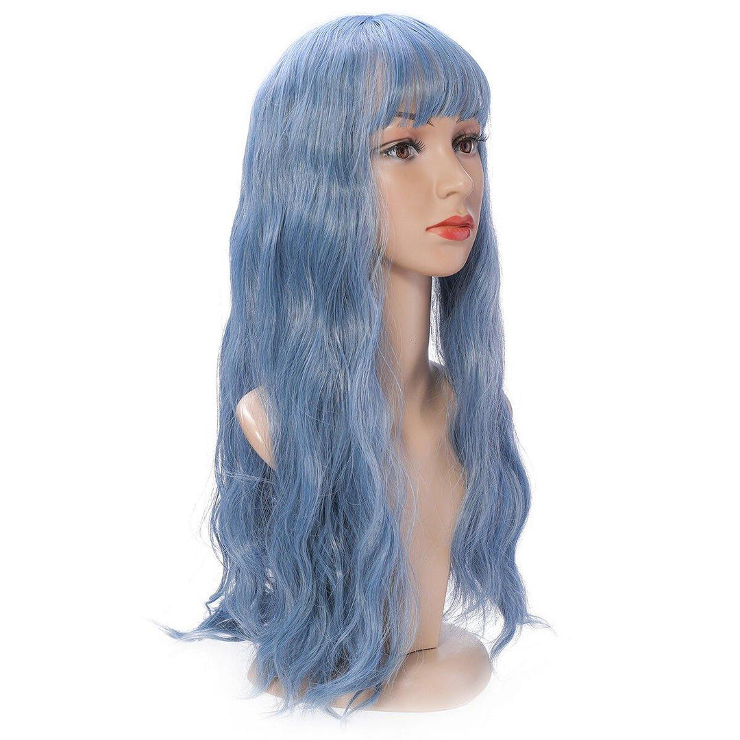 Charming Fluffy Curly Hair Wig High-Temperature Fiber Natural Long Hair Full Wigs Gray Blue - MRSLM