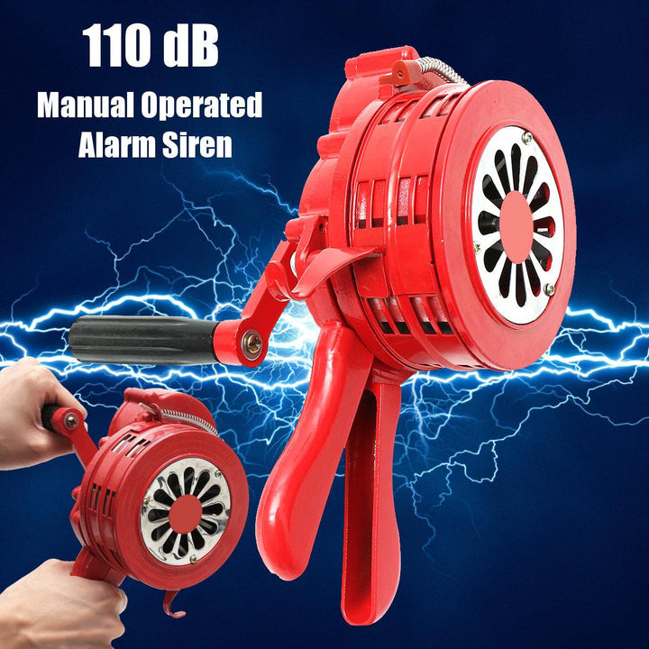 Handheld Loud Hand Crank Manual Operated Air Raid Alarm Portable Siren Red - MRSLM