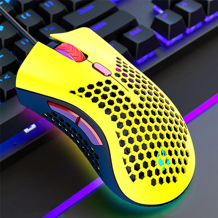 Freewolf M7 Gaming Mouse Wired 12000DPI RGB Backlight Computer Mouse Lightweight Hollow Honeycomb Mice for Computer Laptop PC Gamer - MRSLM