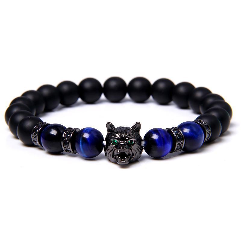 New Simple Style Domineering Wolf Head Bracelet Copper Micro-inlaid Men - MRSLM