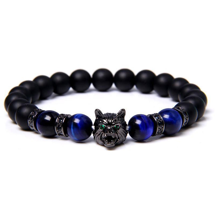 New Simple Style Domineering Wolf Head Bracelet Copper Micro-inlaid Men - MRSLM