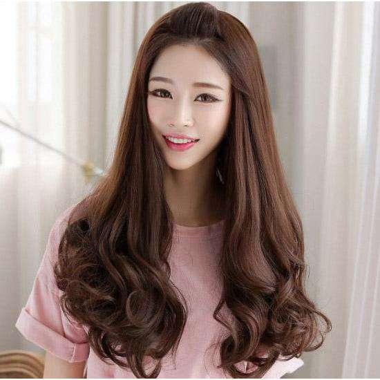Pear Flower Head Long Curly Hair Fluffy U-shaped Half Headset Fashion Girl Wig Headset - MRSLM
