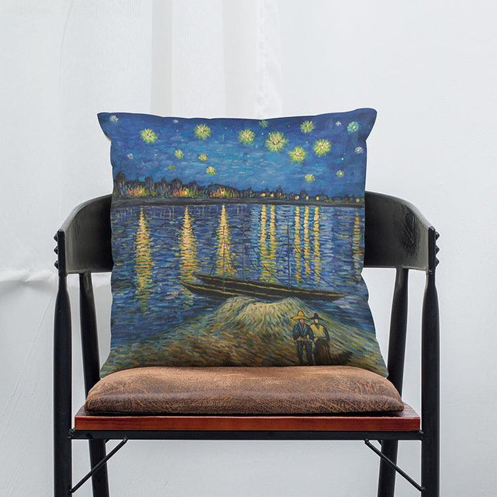 Abstract Starry Oil Painting Cotton Linen Pillow Case Waist Cushion Cover Bags Home Car Deco - MRSLM