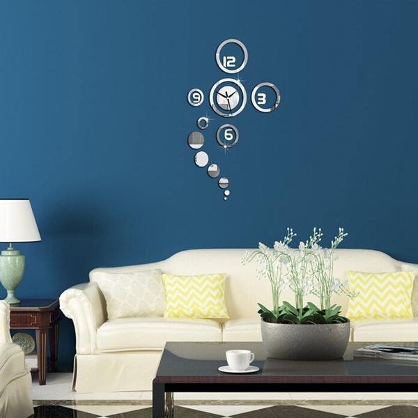 Honana DX-X1 Creative 3D Acrylic Mirror Wall Sticker Quartz Clocks Watch Large Home Decor - MRSLM