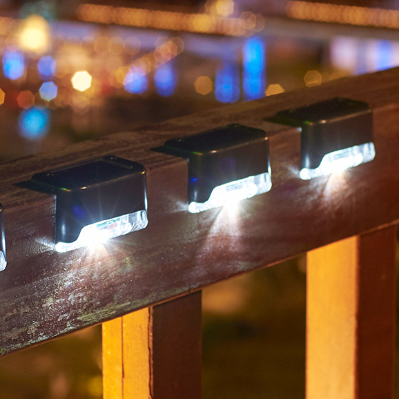 4Pcs LED Solaire Clôture Appliques Murales Lampe De Jardin Step Paths Decking Outdoor 