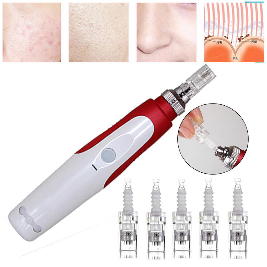 Electric Auto Derma Pen Micro Needle Stamp Skin Roller Anti Aging Skin Care Facial Therapy Tool Beauty Machine - MRSLM