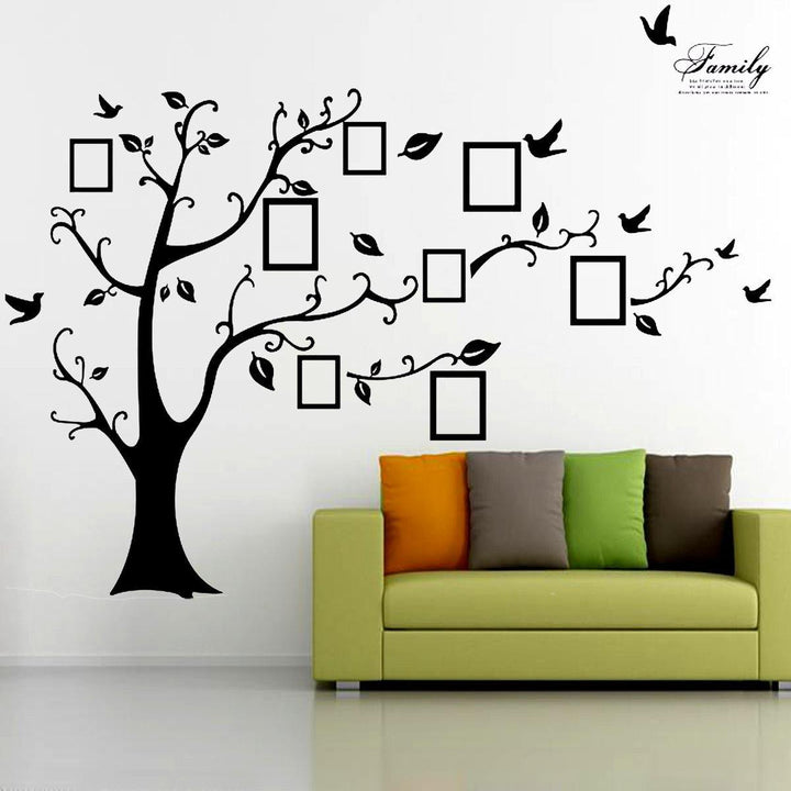 2.5M Removable Memory Tree Picture Frames Wallpaper Photo Wall Stickers Decor Bird Room Wall Black - MRSLM