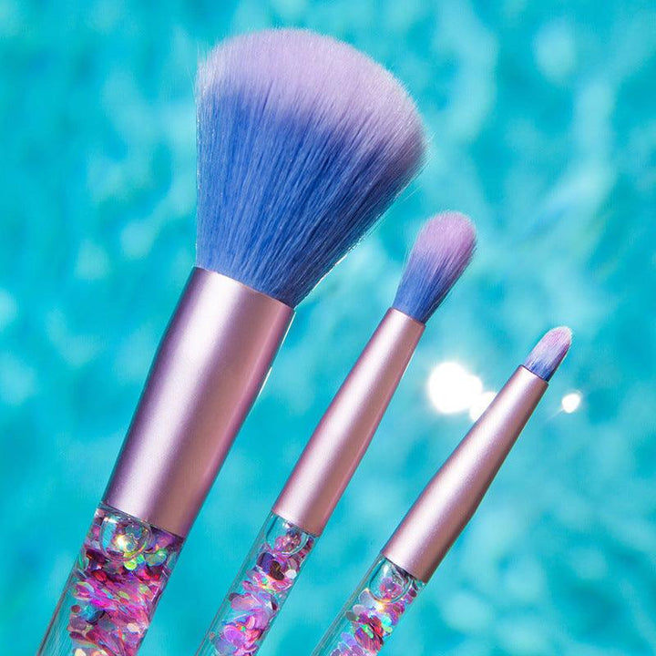 LuckyFine 7pcs Glitter Liquid Handle Makeup Brushes Mermaid Blending Foundation Eye Shadow Lips (01) - MRSLM