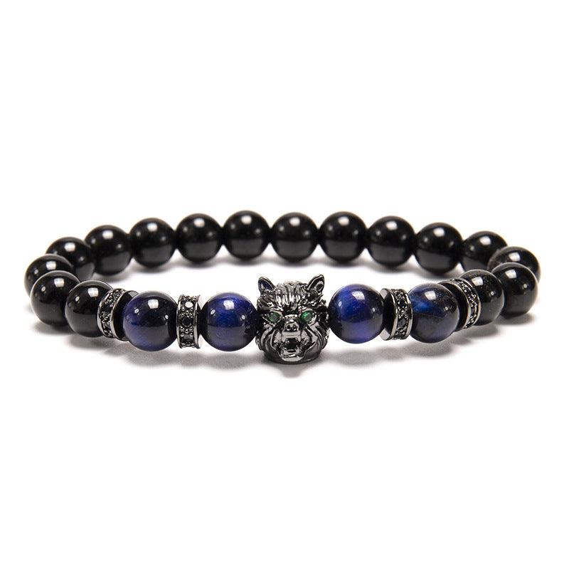 New Simple Style Domineering Wolf Head Bracelet Copper Micro-inlaid Men - MRSLM