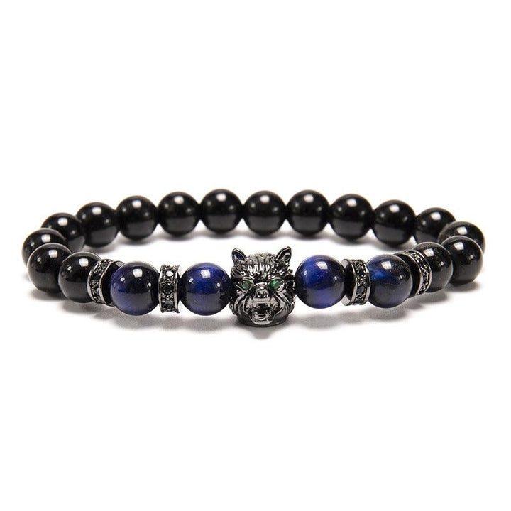 New Simple Style Domineering Wolf Head Bracelet Copper Micro-inlaid Men - MRSLM