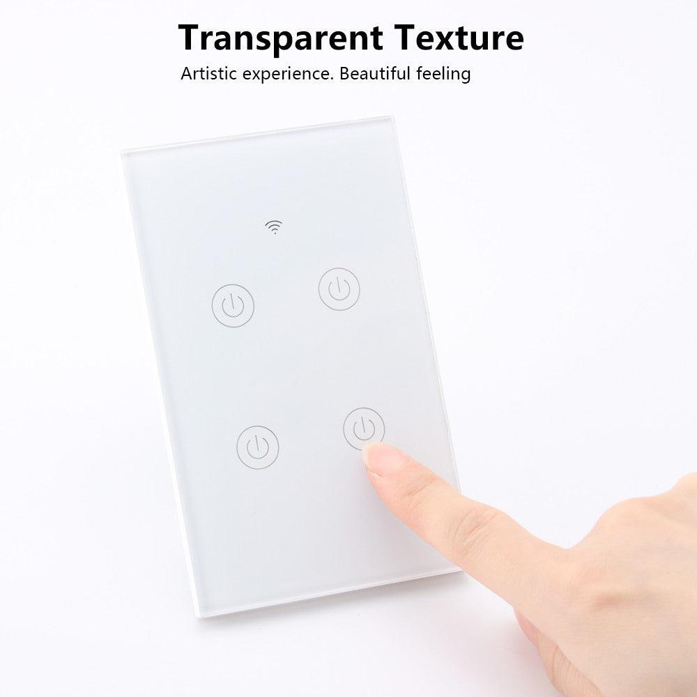 SMATRUL DS102 Tuya Touch WiFi Wall Switch 1/2/3/4 Way Smart Life Voice Countdown Timer For Smart Home Compatible With Tuya APP Alexa Google Home - MRSLM