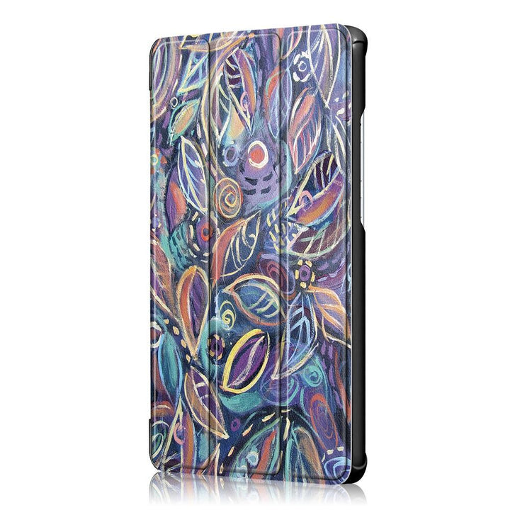Tri Fold Colourful leaf Case Cover For 8 Inch Huawei Honor Waterplay Tablet - MRSLM