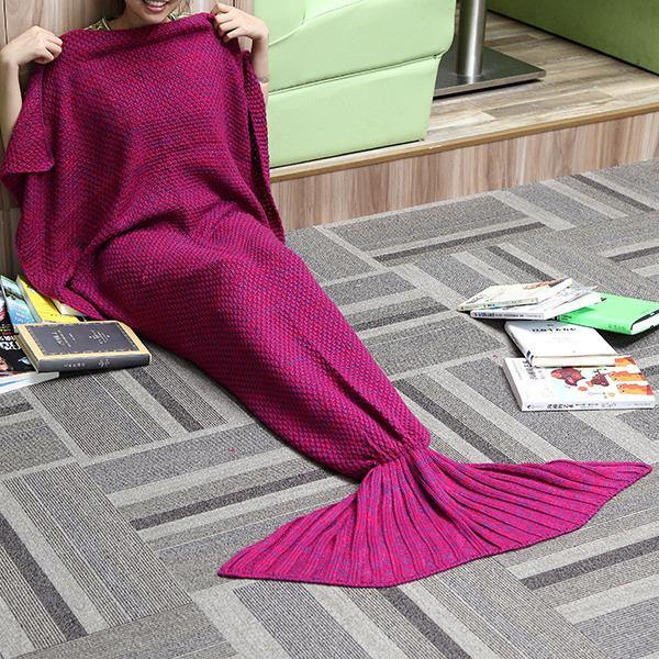 180x90CM Yarn Knitting Mermaid Tail Blanket Cashmese-like Warm Super Soft Sleep Bag Bed Mat - MRSLM