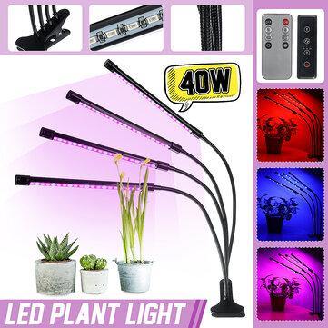 4 Head 40W Full Spectrum LED Grow Light Flexible Pot Plant Flower Vegetable Growing Lamp with Timer Function - MRSLM