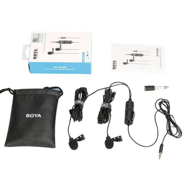 BOYA BY-M1DM Dual Omni-directional Lavalier Microphone Collar Mic for DSLR Camera Camcorder for Smartphone Audio Voice Recorders PC - MRSLM