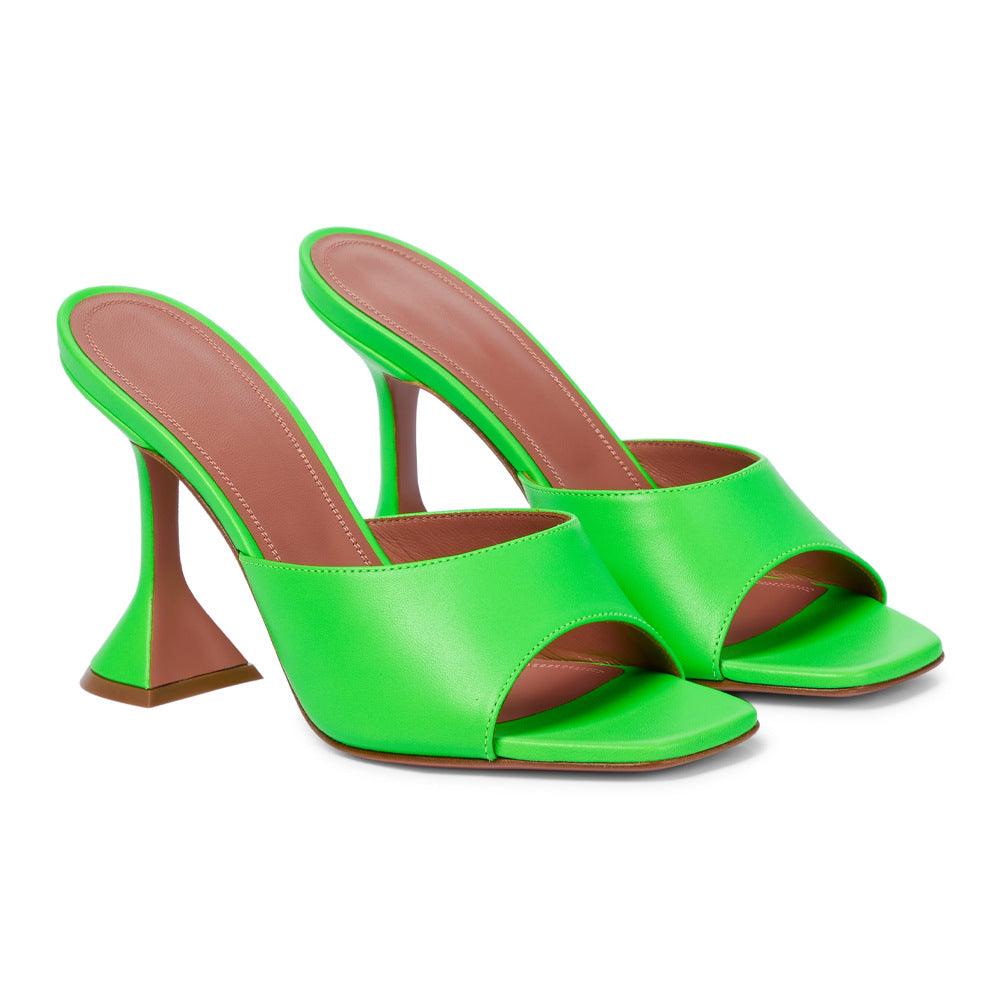 Fashion Women's One-line Slippers Square Toe Sandals - MRSLM