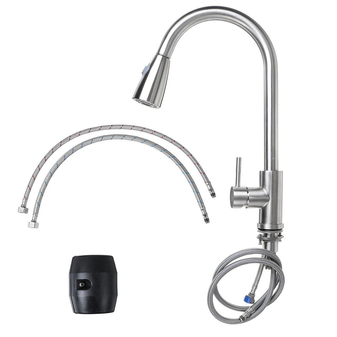 Kitchen Mixer Taps Pull Out 360 Degree Swivel Spout Spray Sink Basin Faucet - MRSLM